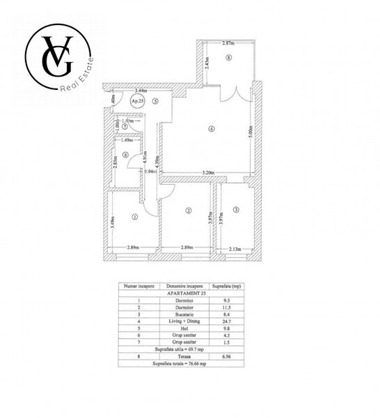 Floreasca, apartament 3 camere, decomandat.